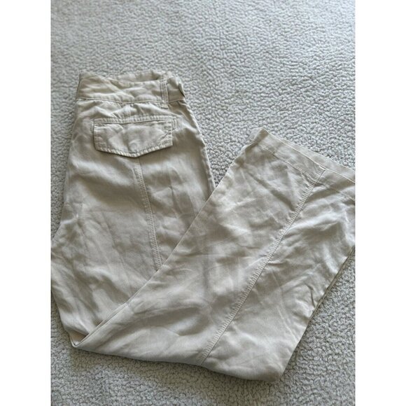 Dylan by True Grit Pants Womens Tencel Ivory Side Stripe Crop Ankle Relax Size 6 - Picture 3 of 8